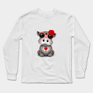 Red Day of the Dead Baby Hippo Long Sleeve T-Shirt